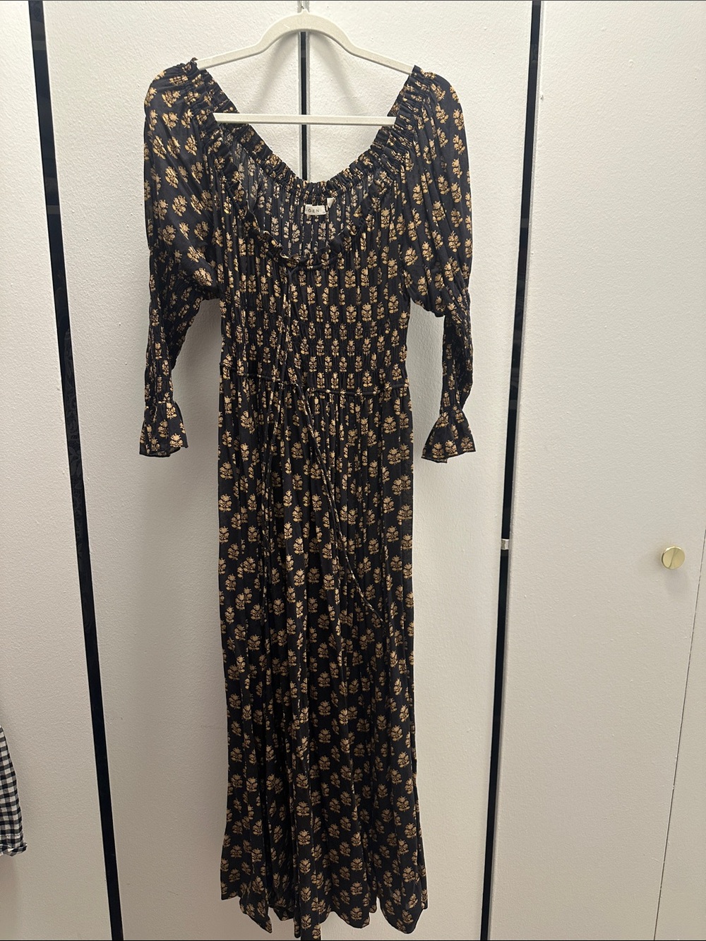 DÔEN Wilmina Shirred Floral-Print Cotton-Blend Maxi Dress